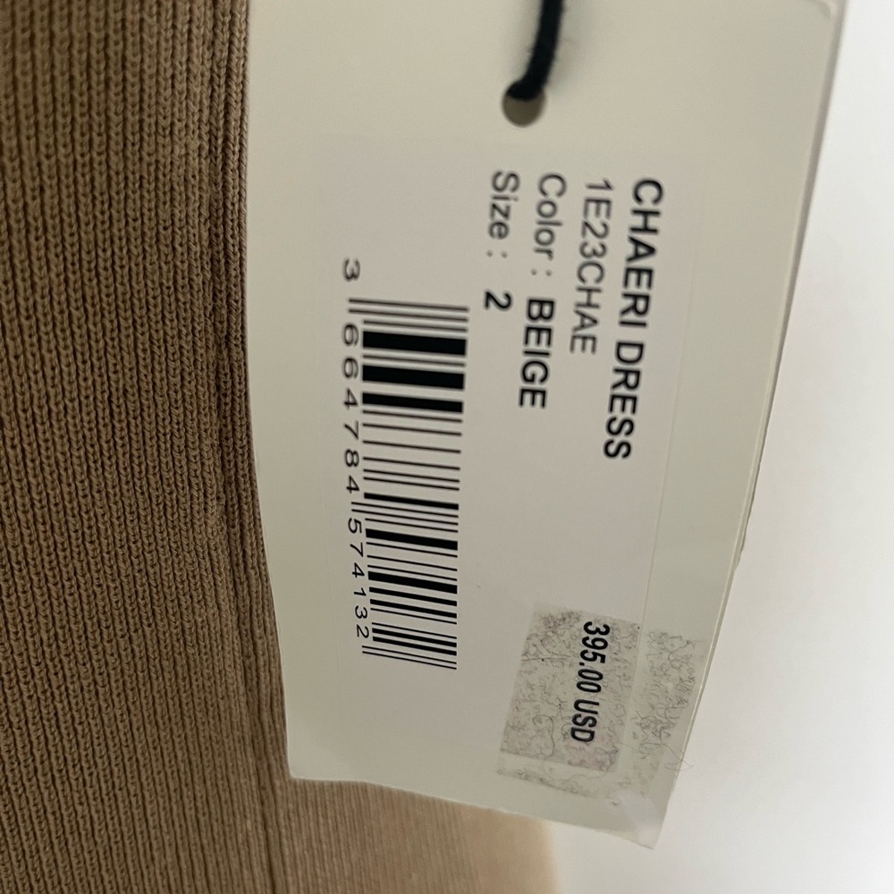 ba&sh Tan Asymmetrical Ribbed Sheath Dress - Picture 4 of 9